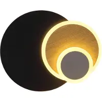 Globo Lampe murale noire Odonell avec du bois