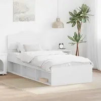 vidaXL Cadre de lit avec tête de lit Blanc 100 x 200 cm Pin massif