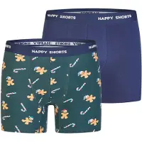 Happy Shorts Boxers 'Christmas' bleu marine / noisette / vert foncé