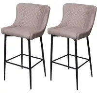 Décoshop26 Lot de 2 tabourets de bar chaises de comptoir en tissu gris design chic et rétro 04_0000157