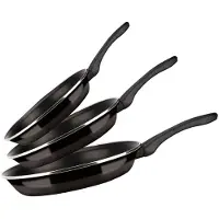 Fagor Set De Poêles À Frire Induction 20-24-28 Cm Acier Émaillé, Antiadhésif Sans Pfoa, , Noir, , Optimax