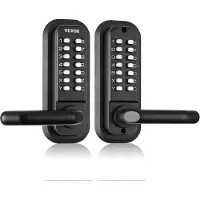 Vevor Serrure de Porte Mécanique sans Clé Verrou à Code en Alliage de Zinc Clavier Double-Face Poignée de Porte d’Entrée Extérieure Gauche et Droite Réversible pour Porte d'Une Épaisseur de 35 à 65 mm