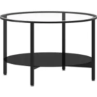 vidaXL Table à thé Noir et transparent 70 cm Verre trempé
