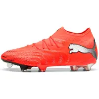 Puma Chaussure de foot 'Future 9 Ultimate' gris argenté / rouge néon / noir / blanc cassé