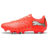 Puma Chaussure de foot 'Future 9 Play' gris argenté / rouge orangé / rouge néon / blanc