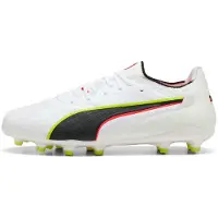 Puma KING 20 ULTIMATE FG/AG - Blanc-Rouge vif-Jaune vif, taille : 8