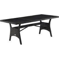 Casaria Table en résine tressée noire 190x90cm plateau en composite
