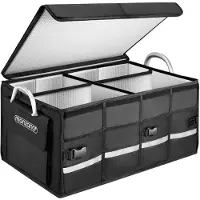 Monzana Rangement coffre de voiture gris 60x35x30cm isotherme