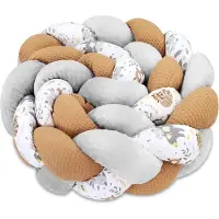 Unyqoos Coussin décoratif tressé pour enfants, 150 cm – Coussin en coton minky avec motif cerf, doux et moelleux, rouleau de lit multifonctionnel, gris
