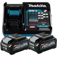 Makita Pack de composé de 2 batteries XGT BL4040 40Vmax 4Ah et 1 chargeur rapide DC40RA - - 191L77-9