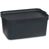Kipit Boîte de rangement avec couvercle Anthracite plastique 7,5 L 21 x 14,2 x 32 cm (12 pièces)