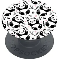 PopSockets PopGrip Basic Panda Boom, Support pour smartphone, Noir