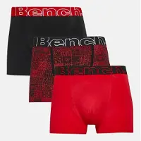 Bench Caleçons Earl lot de trois hommes - Noir AOP/Rouge/Noir