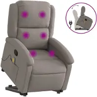 vidaXL Fauteuil de massage avec releveur Taupe Tissu