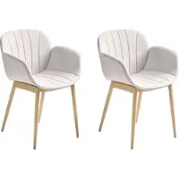 Beliani Lot de 2 chaises de salle à manger en tissu gris avec accoudoirs mobilier de salle à manger design et moderne