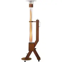 Green Flame Chauffage de terrasse à granulés Rocket Heater en acier Corten - 58,3 x 30 x 158,2 cm