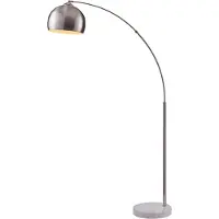 Teamson Home Lampadaire Arquer Arc Lampe De Salon Abat-Jour Nickel Blanc Argenté Pied Marbre Vn-L00010bn-Eu