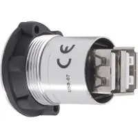 TRU COMPONENTS Douille de montage double 2.0, Câble + prise électronique, Argent, Gris