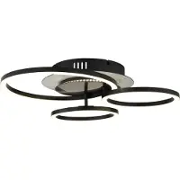 Globo Lampe de plafond noire Norberto 3 anneaux