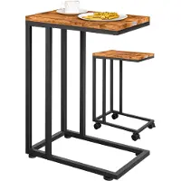 Casaria Table d'appoint noire 50x35x65/70cm avec roulettes
