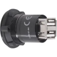 TRU COMPONENTS Embases 2 x USB femelle type A vers 2 x USB femelle type A, Câble + prise électronique, Noir