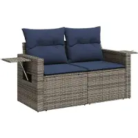 vidaXL Ensemble de 11 canapés de jardin avec coussins, gris, polyrattan