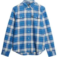Superdry Merchant Linen Check Long Sleeve Shirt Bleu XL Homme
