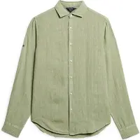 Superdry Studios Casual Linen Long Sleeve Shirt Vert 3XL Homme