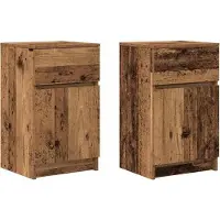 vidaXL Tables de chevet 2 pcs vieux bois 39x35x65 cm bois d'ingénierie