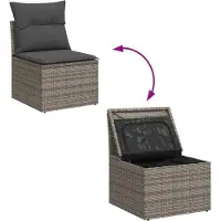 vidaXL Ensemble de canapé de jardin avec coussins avec mémoire 7 pcs Gris Poly Rattan