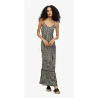 Superdry Femme Robe Longue à Bretelles Noir Taille: 36