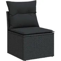 vidaXL Ensemble de salon de jardin 5 pièces avec coussins noir poly rotin