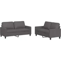 vidaXL Ensemble de canapés 2 pièces avec coussins Gris Similicuir