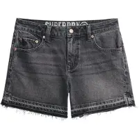 Superdry Mid Rise Cut Off Shorts Gris 28 Femme