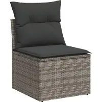 vidaXL Ensemble de salon de jardin 3 pièces avec coussins Gris Poly rotin
