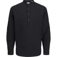 Jack & Jones Summer Half Placket Long Sleeve Shirt Noir M Homme