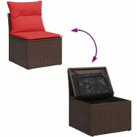 vidaXL Ensemble de salon de jardin 5 pièces avec coussins Marron Poly Rattan