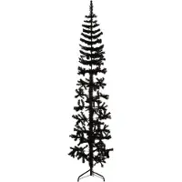 vidaXL Demi sapin de Noël artificiel mince avec support Noir 240 cm