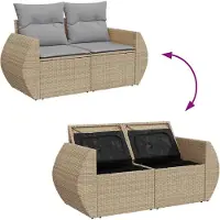 vidaXL Ensemble de canapés de jardin avec coussins (12 pièces), en rotin synthétique beige et gris clair