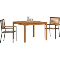 vidaXL Ensemble de jardin 3 pcs noir bois massif acacia