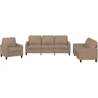 vidaXL Ensemble de canapés 3 pièces avec coussins Cappuccino-Brun Similicuir