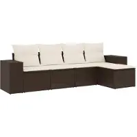 vidaXL Ensemble de salon de jardin 5 pièces avec coussins Marron Poly Rattan