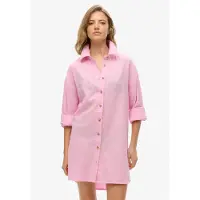 Superdry Ibiza Longline Beach Long Sleeve Shirt Rose S Femme
