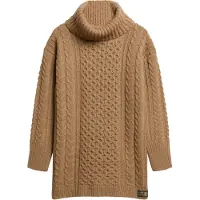 Superdry Cable Long Sleeve Midi Dress Marron M Femme