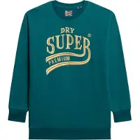 Superdry Femme Robe-sweat à Logo Métallisé Luxe Vert et Or, Taille: 38-40 Taille: 38-40