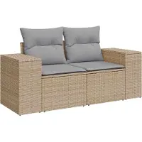 vidaXL Ensemble de canapés de jardin , 14 pièces, en polyrotin beige et gris clair