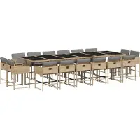 vidaXL Ensemble de jardin 17 pièces avec coussins Mélange beige Poly rotin