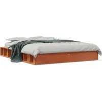 vidaXL Lit en pin massif sans matelas brun cireux 120x200 cm