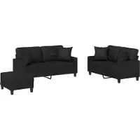 vidaXL Ensemble de canapés 3 pièces avec coussins Noir Similicuir