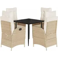 vidaXL Salon de jardin 5 pièces avec coussins Beige Poly Rattan